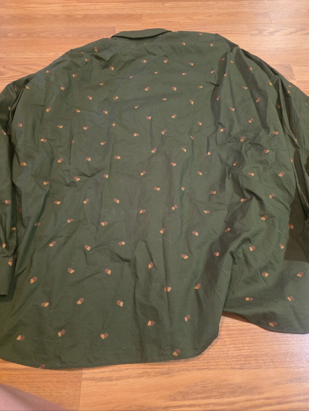 Paul Fredrick Olive Green Button-Down with Gold Leaf Print - Picture 4 of 4